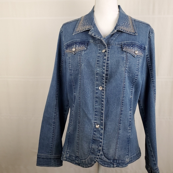 Christine Alexander Jackets & Blazers - Christine Alexander fitted jean jacket w/bling M